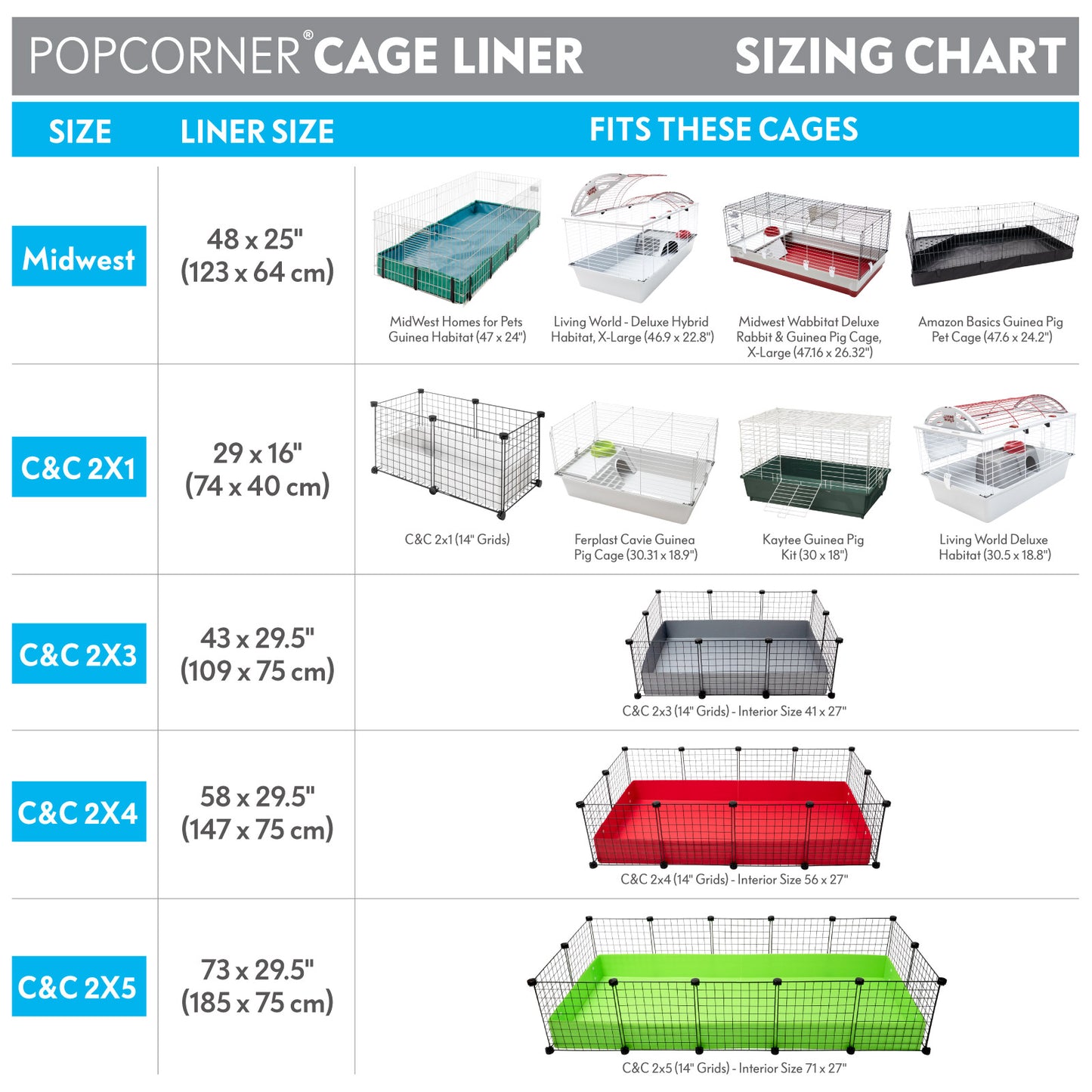 PopCorner® Washable Guinea Pig Cage Liners