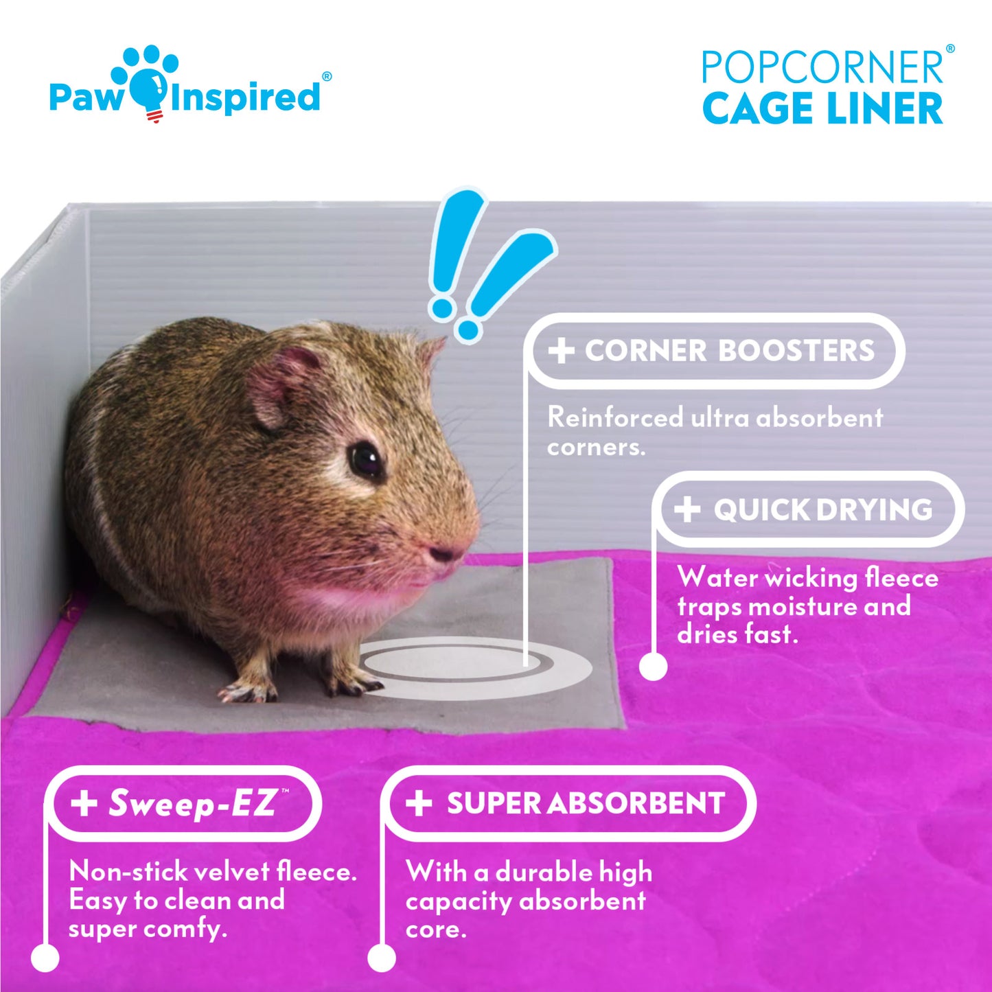 PopCorner® Washable Guinea Pig Cage Liners