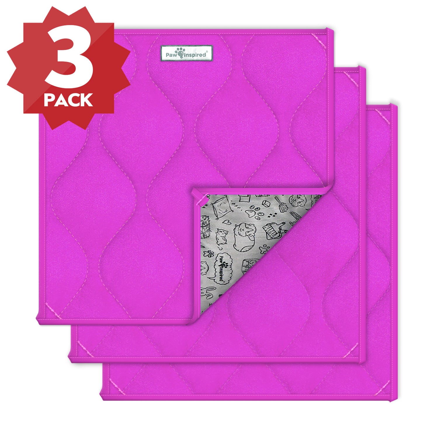 Washable 12”x12” Guinea Pig Cage Liner Pads (3 Count)
