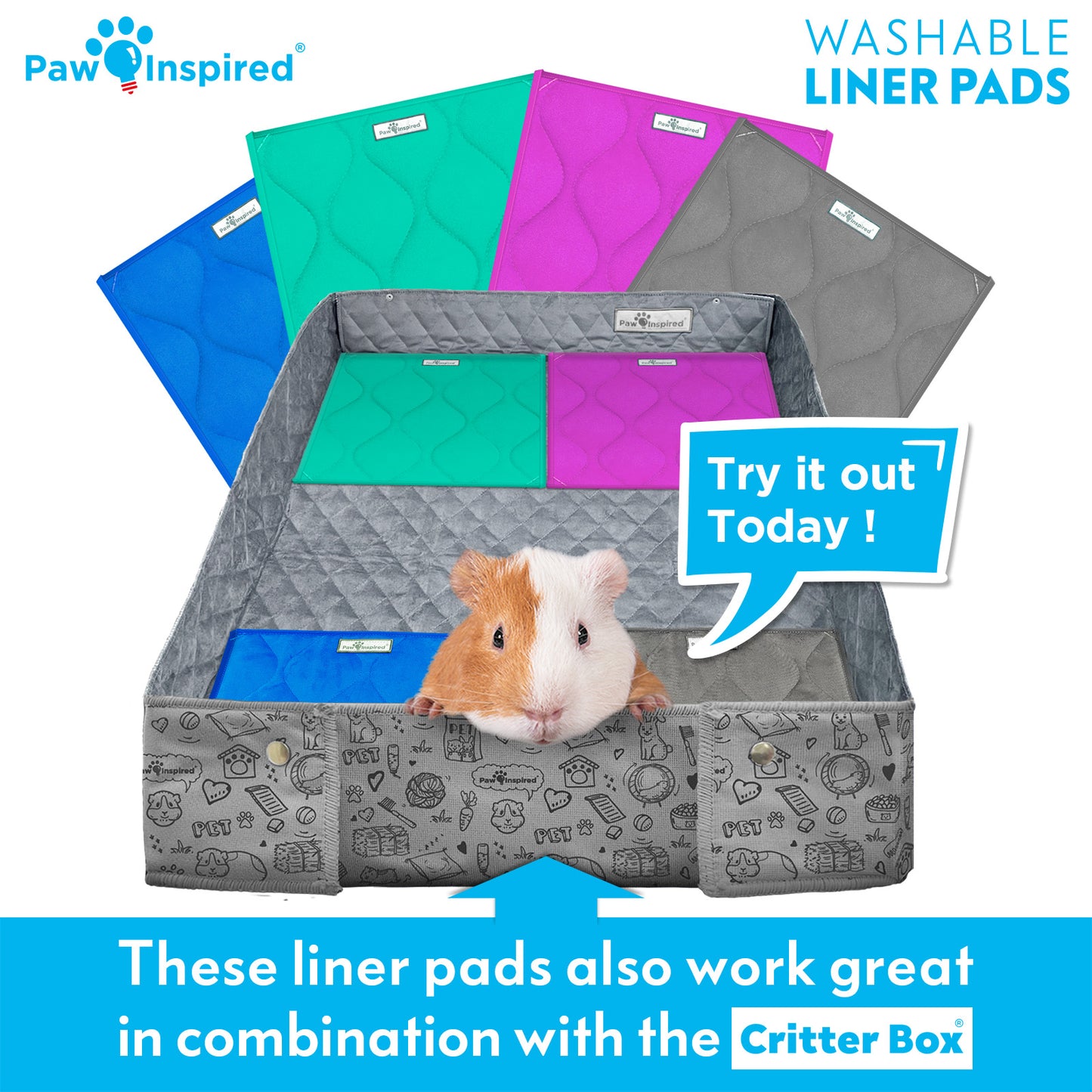 Washable 12”x12” Guinea Pig Cage Liner Pads (3 Count)