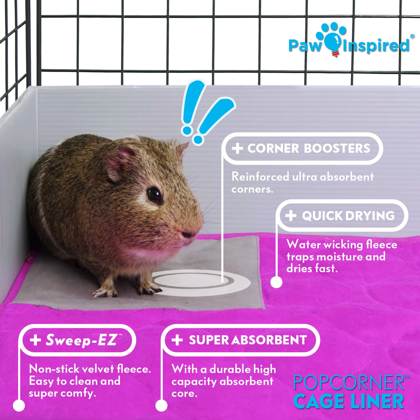 PopCorner® Washable Guinea Pig Cage Liners