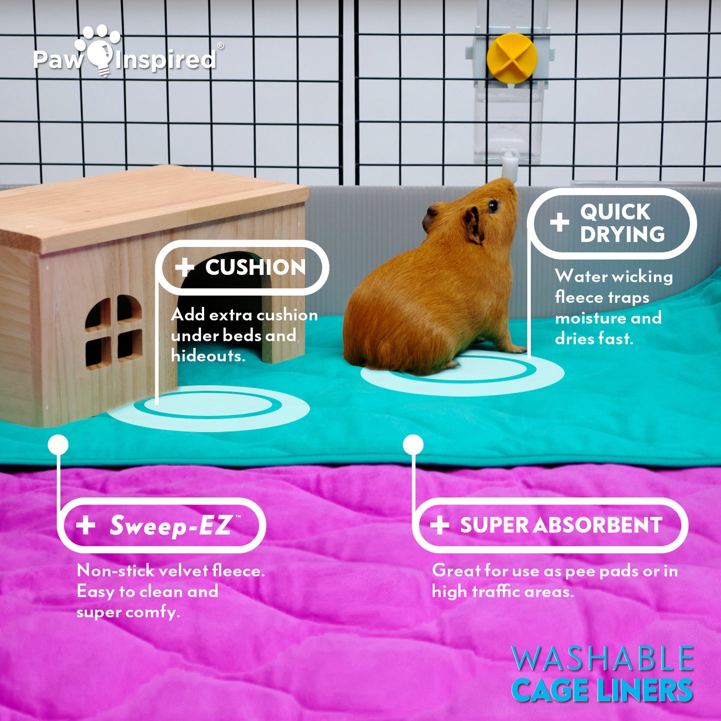 PopCorner® Washable Guinea Pig Cage Liners