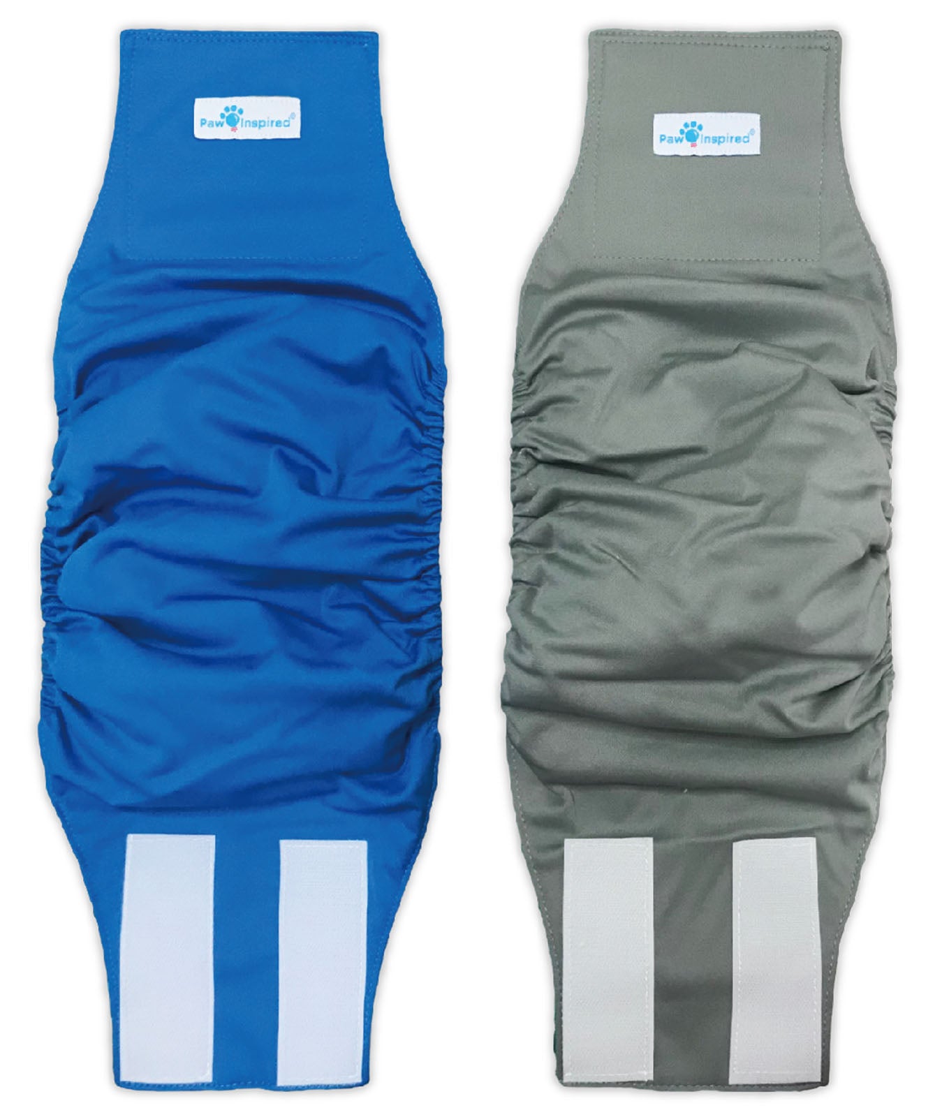 Paw Inspired washable male wraps including strong fasteners and leak protection.