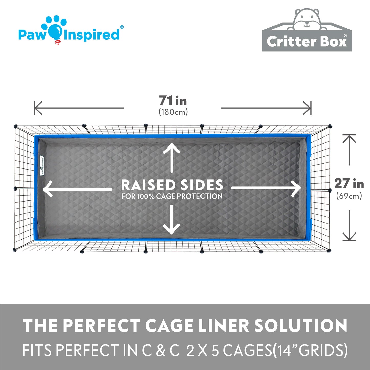 Critter Box® Washable Guinea Pig Cage Liner with Raised Sides