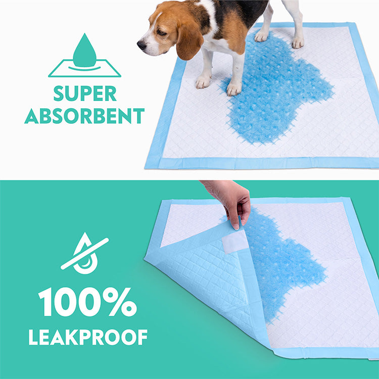 Close-up of the back of a Paw Inspired Dog Pad, showcasing the multiple adhesive strips designed to keep the potty pad securely fastened to the floor and prevent slipping or bunching.