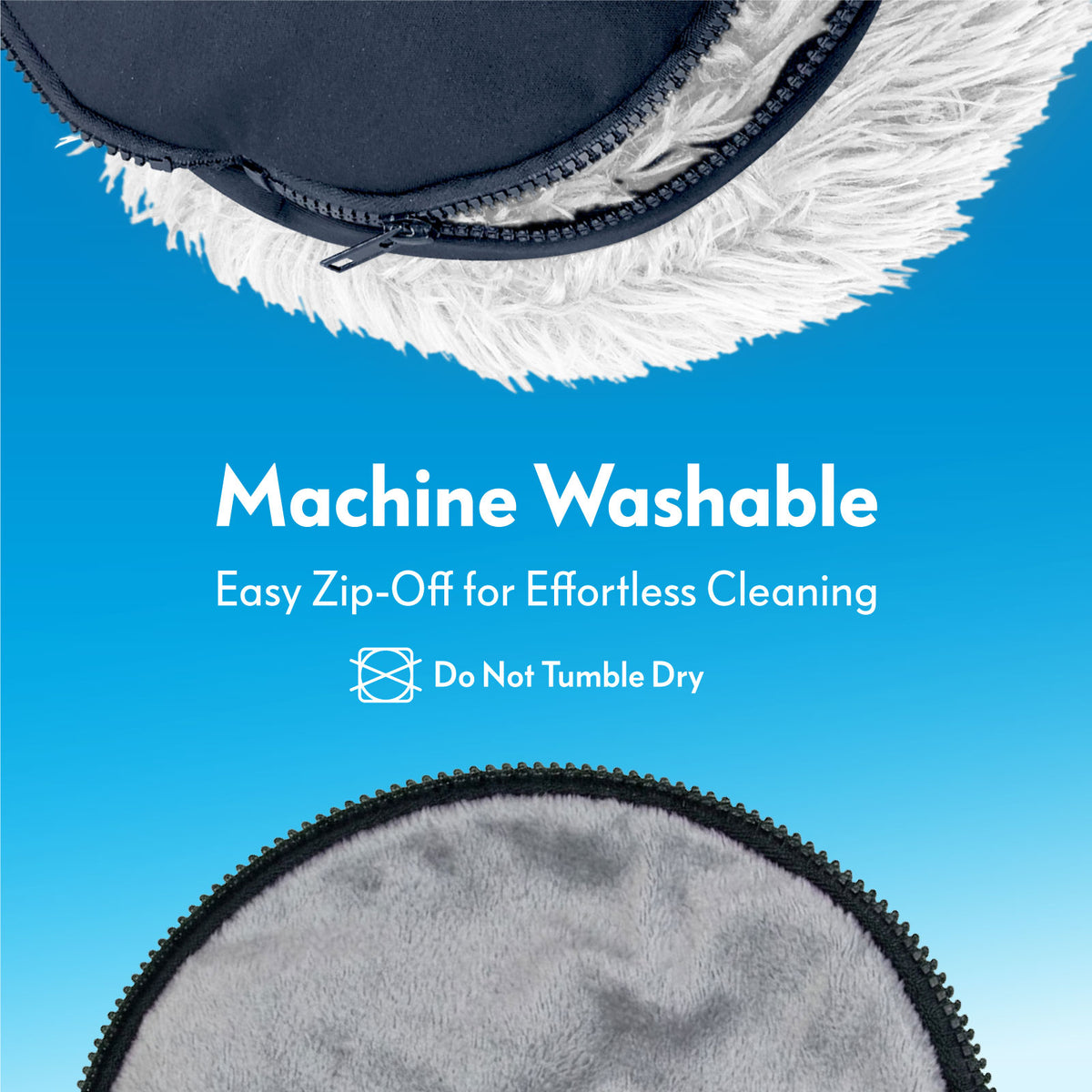 Close-up of the zip-off removable bottom on the light gray Paw Inspired Furr-O pet bed, highlighting its machine washable design.