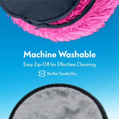 Close-up of the zipper mechanism on the Paw Inspired Furr-O pet bed, highlighting its machine washable and easy zip-off design.