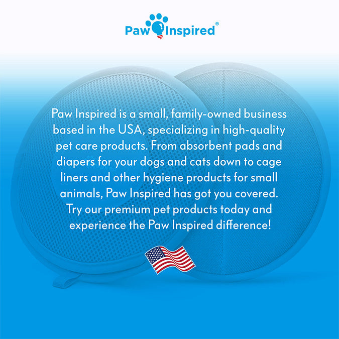 Brand statement background for Paw Inspired, introducing it as a USA family-owned business specializing in high-quality pet care and hygiene products.