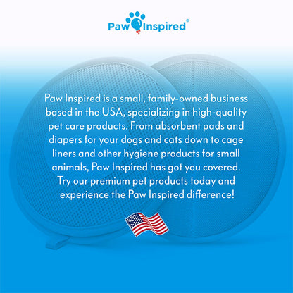 Brand statement background for Paw Inspired, introducing it as a USA family-owned business specializing in high-quality pet care and hygiene products.