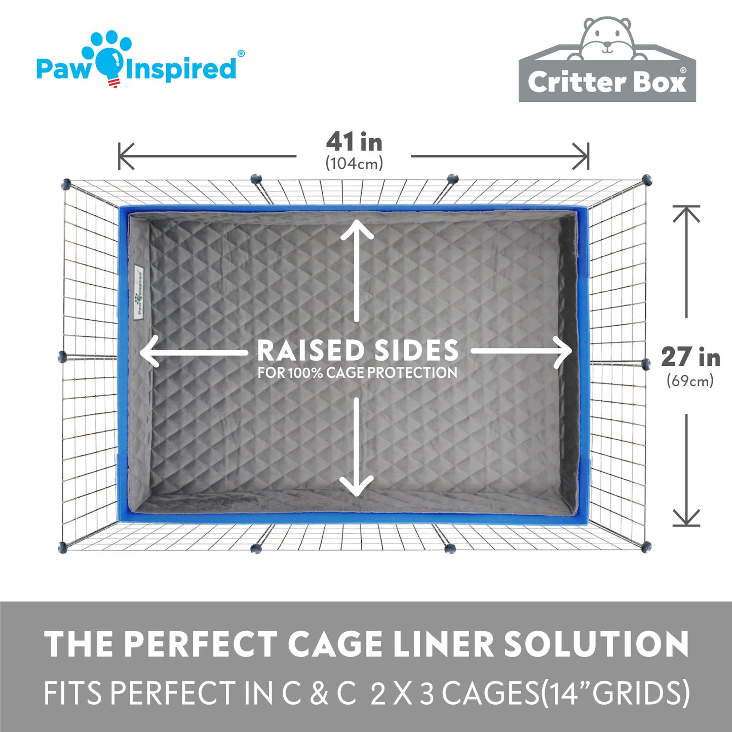 Critter Box® Washable Guinea Pig Cage Liner with Raised Sides