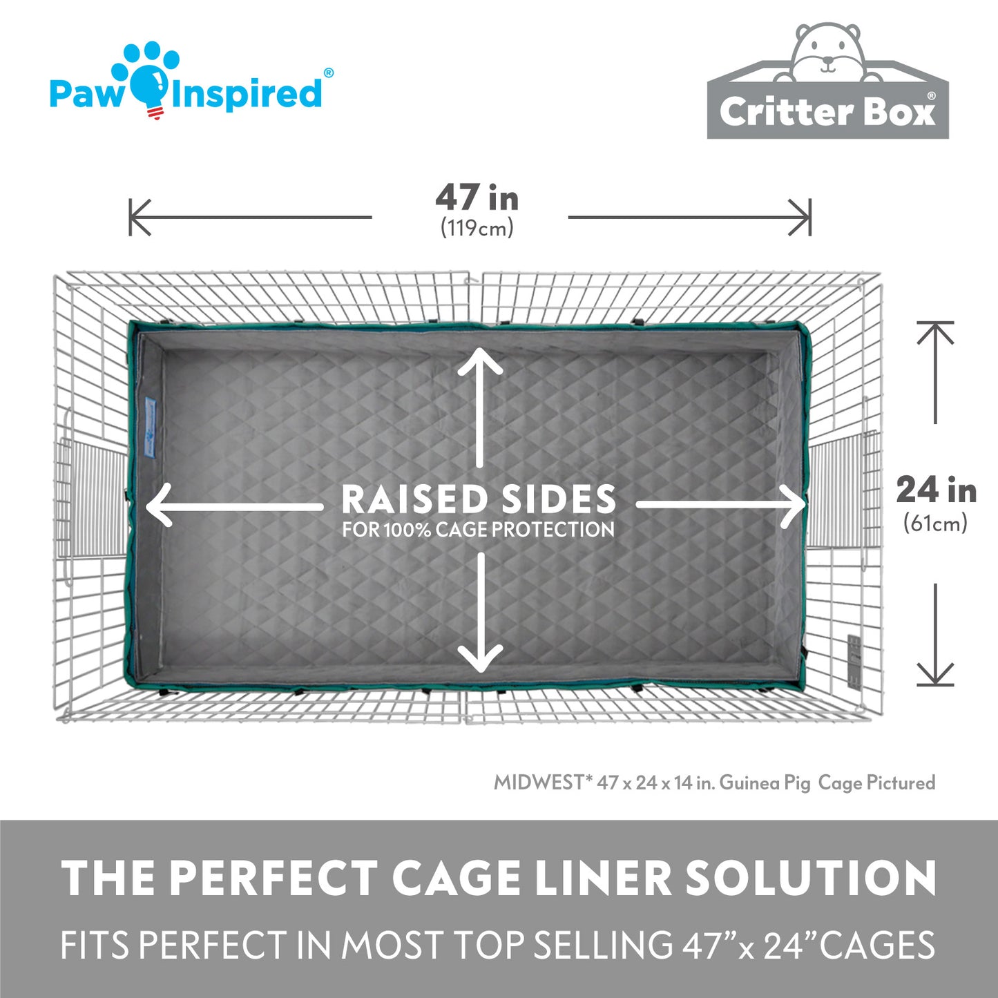 Critter Box® Washable Guinea Pig Cage Liner with Raised Sides