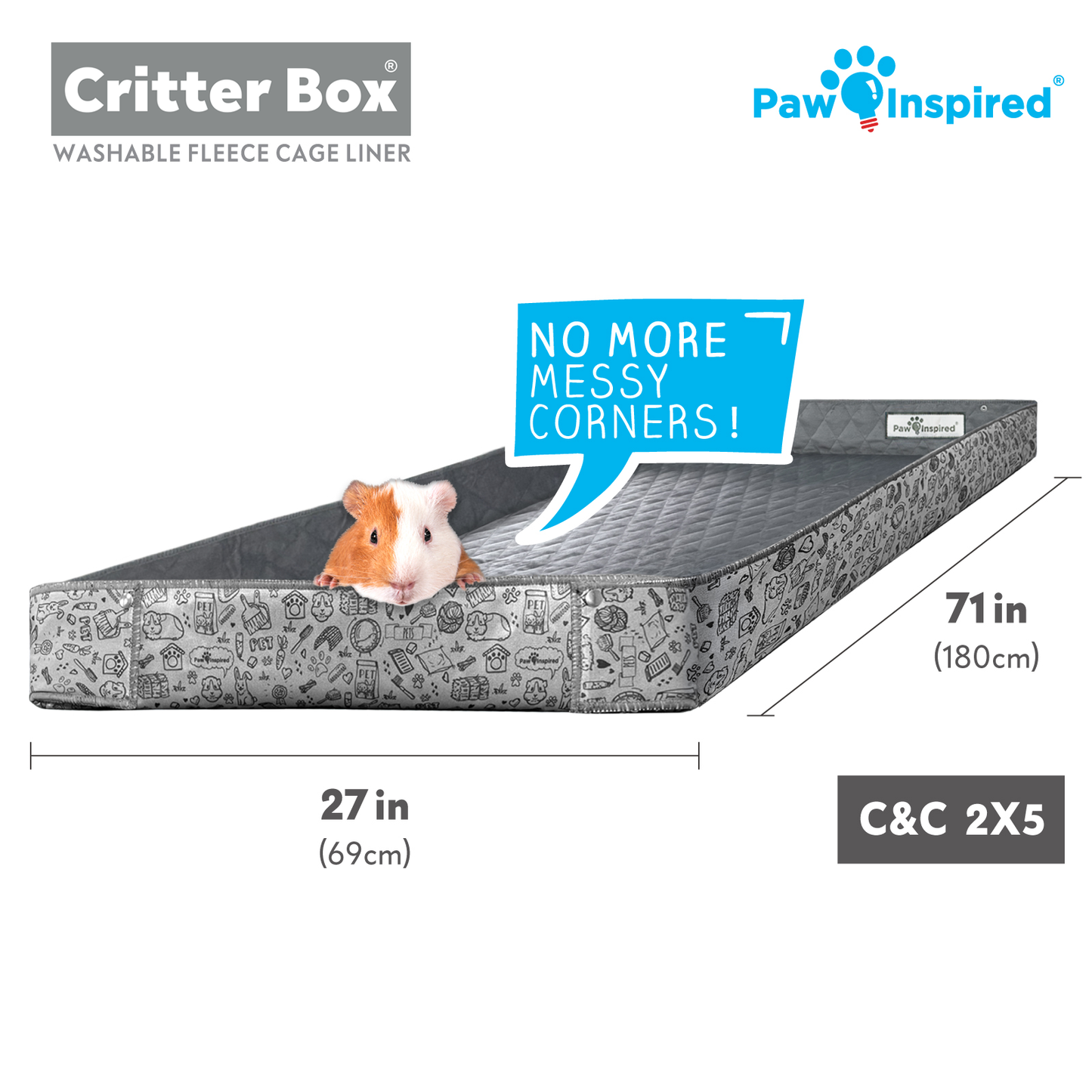 Critter Box® Washable Guinea Pig Cage Liner with Raised Sides