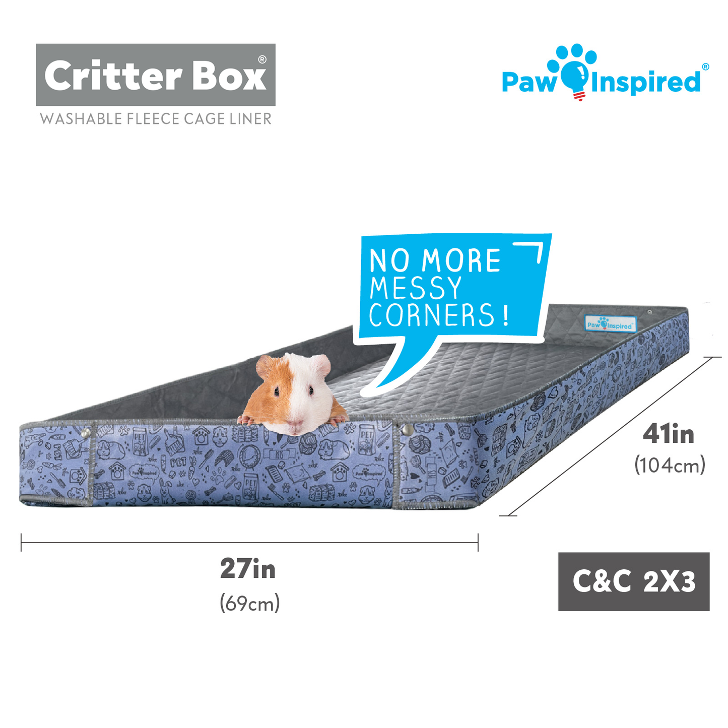 Critter Box® Washable Guinea Pig Cage Liner with Raised Sides