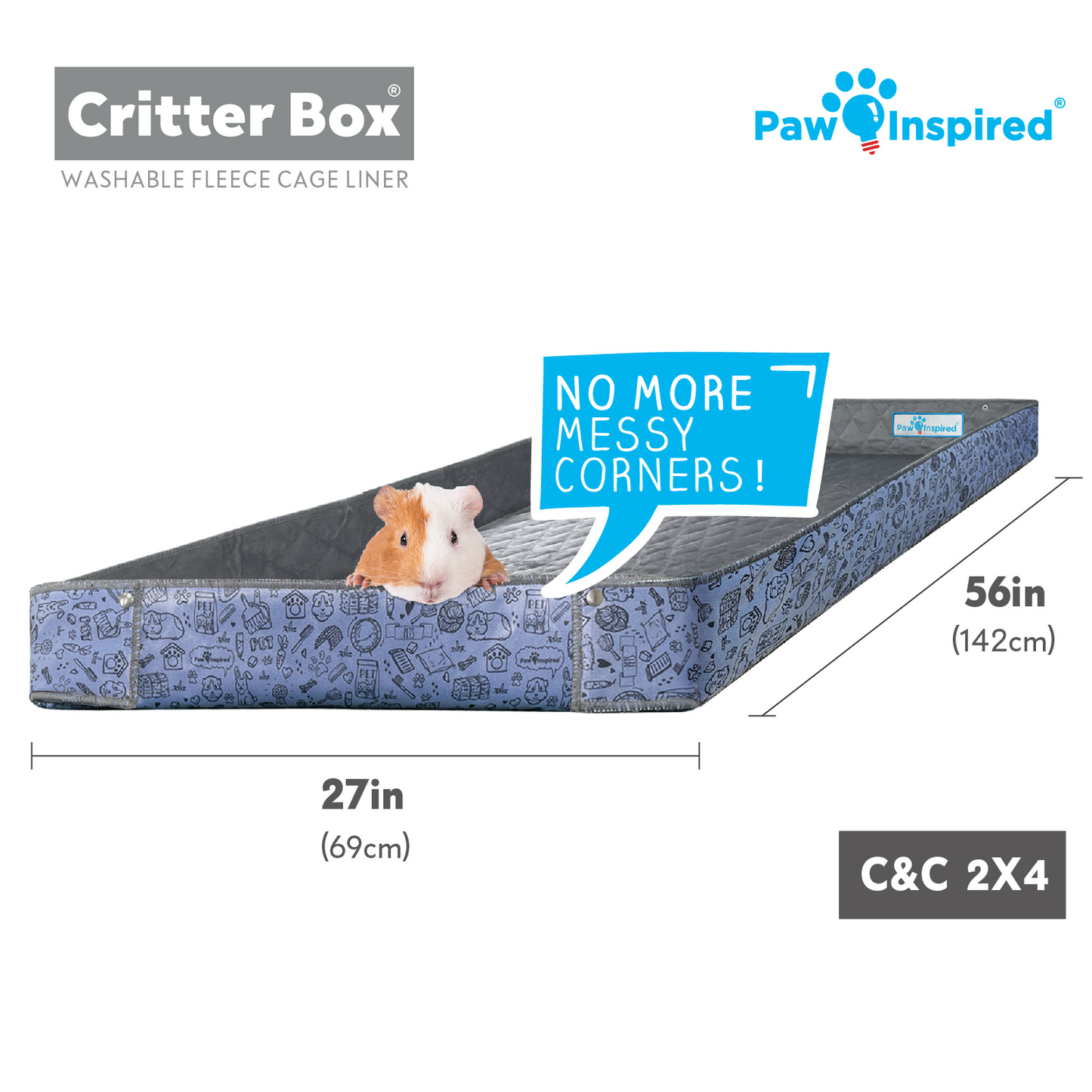 Critter Box® Washable Guinea Pig Cage Liner with Raised Sides